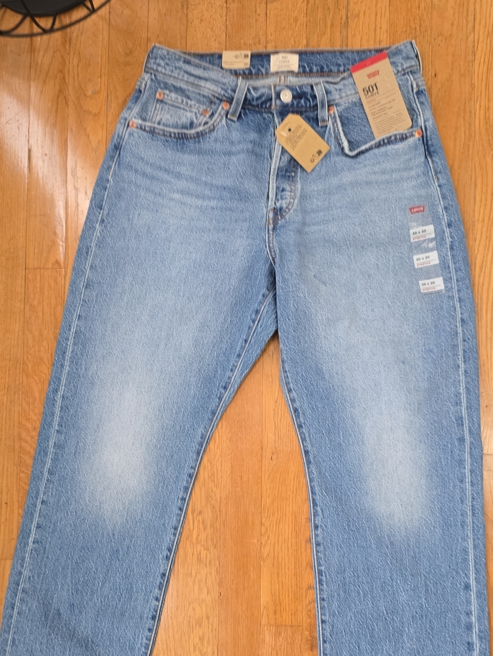 LEVI'S BRAND 501 CURVE STRETCH WOMEN'S WASHED BLUE JEANS SIZE 30x30